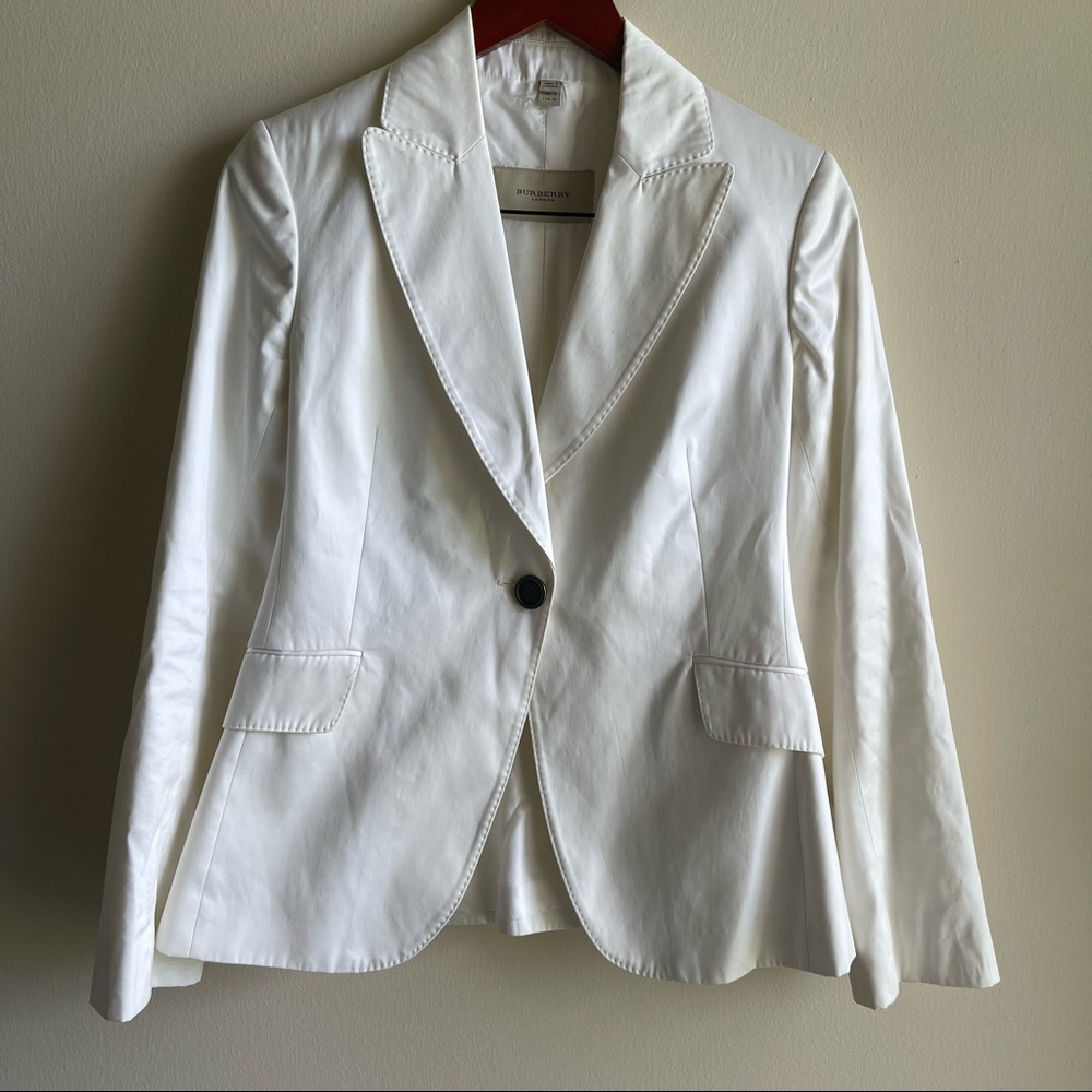 Burberry White Single-Button Tailored Blazer - image 2